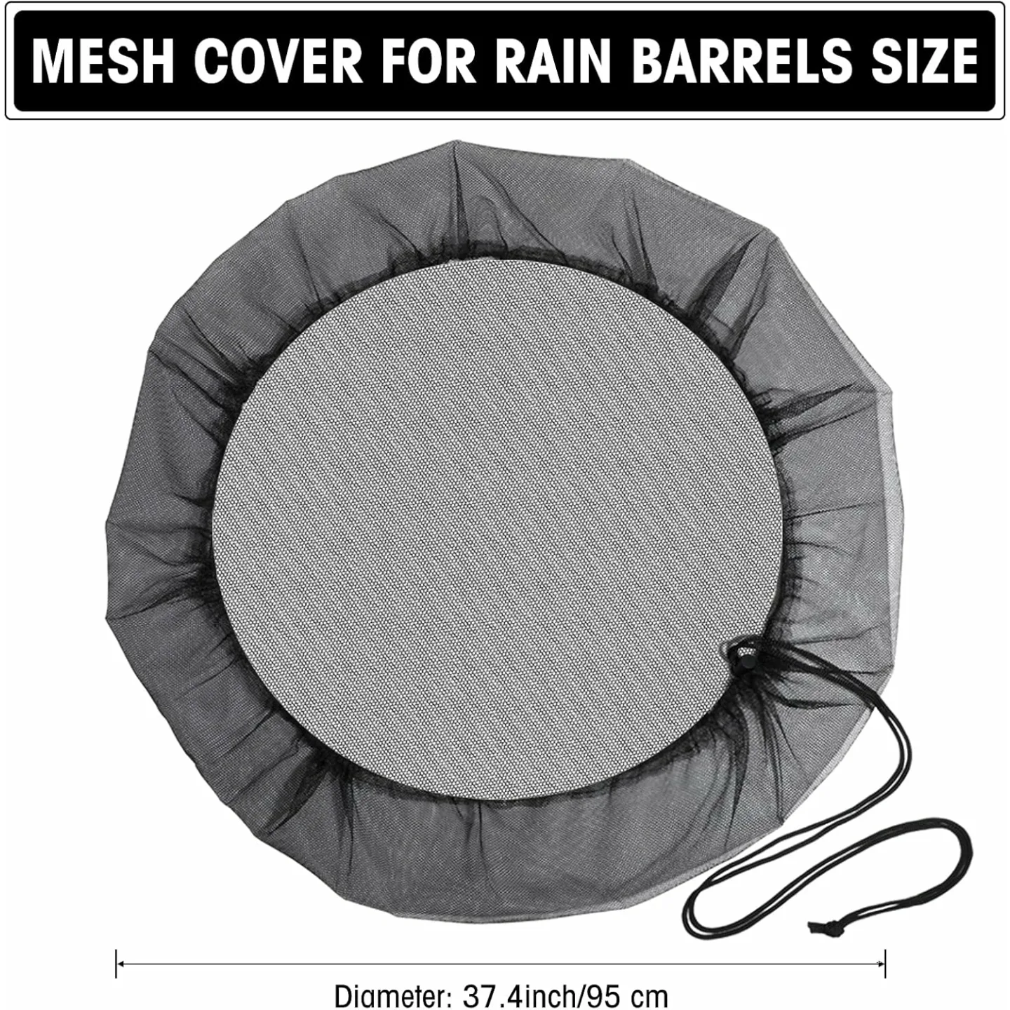 Rain Barrel Mesh Cover Set - 3 Pieces, 37.4" Diameter