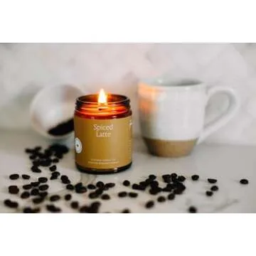 Fontana Candle Company - Spiced Latte Lightly Scented Candle | Made from Beeswax and Coconut Oil | Essential Oil | Wood Wick | Long Lasting | Clean Burn and Non Toxic