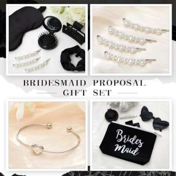 MotiMind 124 Pcs Bridesmaid Proposal Gifts Will You Be My Bridesmaid Gift Set of 6,16oz Glass Cup Je...