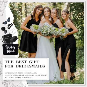 MotiMind 124 Pcs Bridesmaid Proposal Gifts Will You Be My Bridesmaid Gift Set of 6,16oz Glass Cup Jewelry Box Cosmetic Makeup Bag Invited Cards, Favors for Bridal Wedding Bachelorette Party (Black)