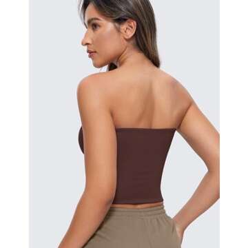 CRZ YOGA Butterluxe Double Lined Tube Tops for Women Basic Cropped Bandeau Strapless Casual Going Out Crop Shirts Taupe Small