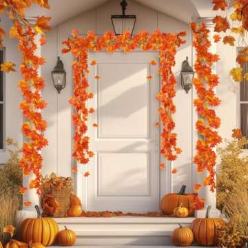 Noverlife 12 Pack 90Ft Artificial Maple Leaf Vine, Fake Foliage Autumn Leaves Garland Hanging Plant ...