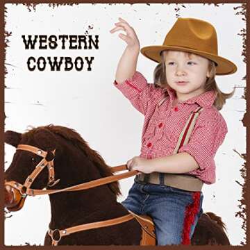 Unittype Floppy Hats for Kids Classic Wide Brim Hat Children Felt Panama Hat with Adjustable Belt Buckle Jazz Dress Hat(21 Inch,Elegant Color)