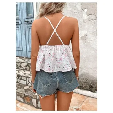 Stylish Summer Floral Peplum Cami Top for Women