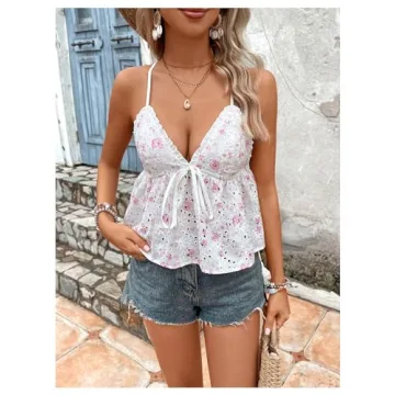 Stylish Summer Floral Peplum Cami Top for Women