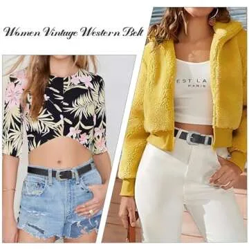 WHIPPY Western Belts for Women - Vintage Western Design Ladies Cowgirl Waist Belt for Pants Jeans Dr...