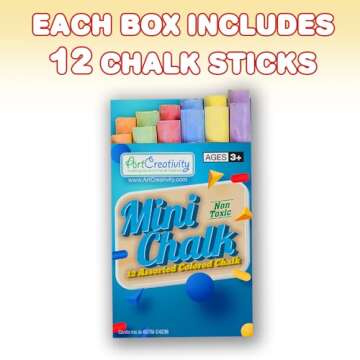 ArtCreativity 288 Count Mini Chalk Set for Kids (24 Boxes) Non-Toxic Art and Craft Supplies, Chalks School Supplies, Birthday Party Favors for Boys and Girls, Goody Bag Fillers, Classroom Gift
