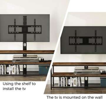Seventable TV Stand with Mount and Power Outlet 51", Swivel TV Stand Mount for 32/45/55/60/65/70 inch TVs, Height Adjustable TV Entertainment Center with Cable Management, Rustic Brown