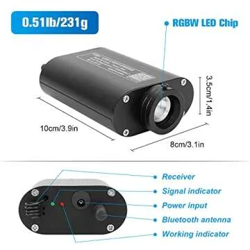 CHINLY 16W 300pcs 0.03in 9.8ft Car Use Bluetooth RGBW LED Fiber Optic APP&Remote Music Mode Starligh...
