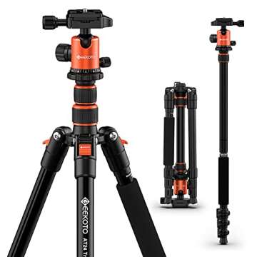 GEEKOTO 58” Magnetic Tripod, Compact Aluminum Alloy Lightweight Magnetic Camera Tripod with 360 Degree Panorama Ball Head, Professional Camera Tripod for Travelling, Learning and Working