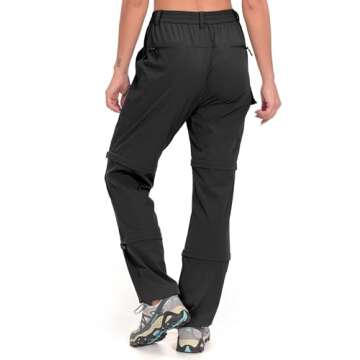 Little Donkey Andy Women's Stretch Convertible Pants, Zip Off Quick Dry Hiking Pants Black Size XS