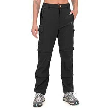 Little Donkey Andy Women's Stretch Convertible Pants, Zip Off Quick Dry Hiking Pants Black Size XS