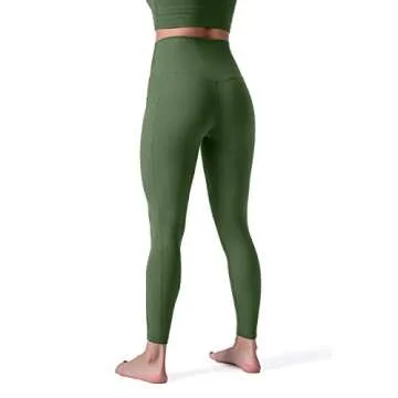 Sunzel Workout Leggings for Women, Squat Proof High Waisted Yoga Pants 4 Way Stretch, Buttery Soft 7/8 Leggings with Pockets Olive Green Small