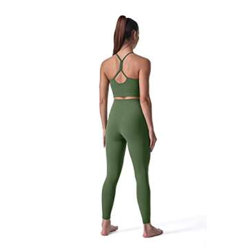 Sunzel Workout Leggings for Women, Squat Proof High Waisted Yoga Pants 4 Way Stretch, Buttery Soft 7/8 Leggings with Pockets Olive Green Small