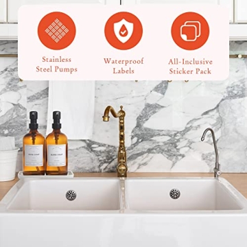 Stylish Amber Glass Soap Dispenser Set for Modern Homes