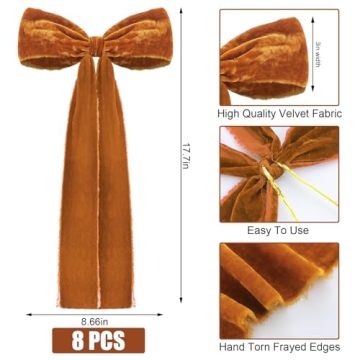 Daifunli Christmas Velvet Ribbon Bows - Elegant Holiday Decor