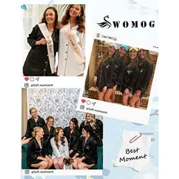 Luxurious SWOMOG Long Sleeve Satin Sleep Shirt for Women