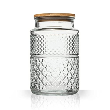Large Glass Storage Jar, 60 FL OZ Glass Food Storage Containers with Bamboo Lid, Kitchen Containers ...
