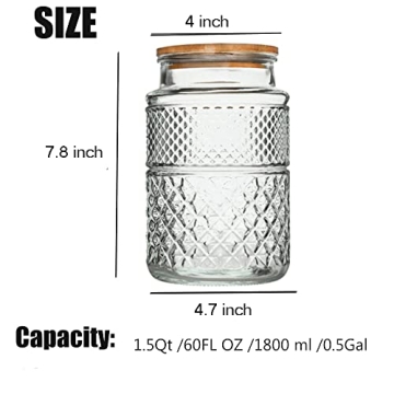 Large Glass Storage Jar with Airtight Bamboo Lid