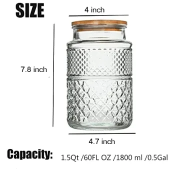 Large Glass Storage Jar with Airtight Bamboo Lid