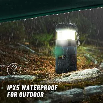 Libovgogo DF-585 Emergency LED Camping Lantern,IPX5 Waterproof Stereo Bluetooth Speaker,Hand Crank NOAA Weather Alert Radio with Solar,Portable AM FM Radio with Flashlight,5000mAH Cell Phone Charger