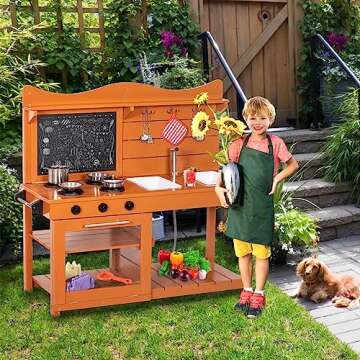 BRINJOY Kids Outdoor Mud Kitchen Playset - Fun & Creative