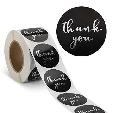 1.5'' Thank You Stickers, Thank You Stickers Labels, Round Small Business Stickers, Ideal for Bakery...