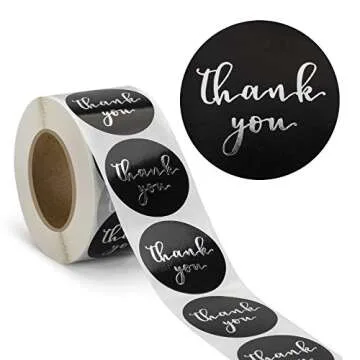 1.5'' Thank You Stickers, Thank You Stickers Labels, Round Small Business Stickers, Ideal for Bakery...