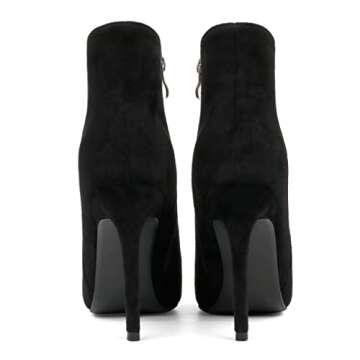 HECATER Ankle Boots for Women Stiletto High Heel Pointed Toe Boots with Zipper 10cm Black-S US 8