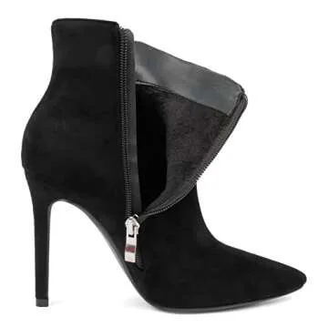 HECATER Ankle Boots for Women Stiletto High Heel Pointed Toe Boots with Zipper 10cm Black-S US 8