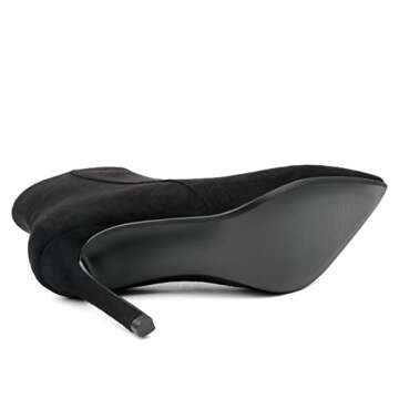 HECATER Ankle Boots for Women Stiletto High Heel Pointed Toe Boots with Zipper 10cm Black-S US 8