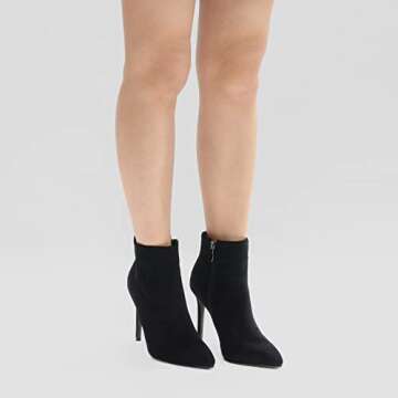 HECATER Ankle Boots for Women Stiletto High Heel Pointed Toe Boots with Zipper 10cm Black-S US 8