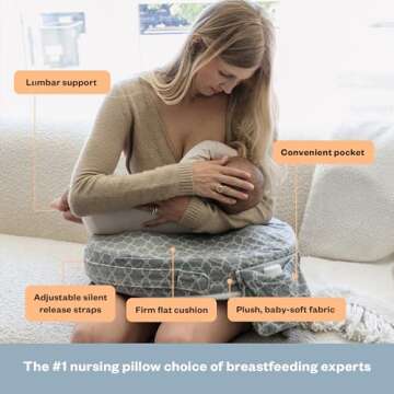My Brest Friend Nursing Pillow - Deluxe - Enhanced Comfort w/ Slipcover - Ergonomic Breastfeeding Pi...