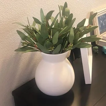 GREENTIME 8 Pack Faux Eucalyptus Stems with Seeds 13 Inches Artificial Seeded Leaves Branches Greenery Stems for Bridal Wedding Bouquet Vase Table Centerpiece Decor