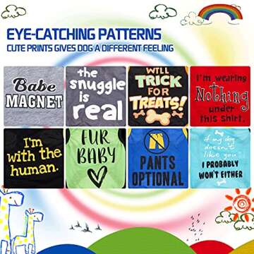 Saintrygo 8 Pieces Dog Shirts Pet Printed Clothes with Funny Letters Summer Pet T Shirts Cool Puppy Shirts Breathable Dog Outfit Soft Sweatshirt for Pet Cats(Classic Pattern,Small)