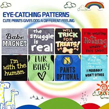 Saintrygo 8 Pieces Dog Shirts Pet Printed Clothes with Funny Letters Summer Pet T Shirts Cool Puppy Shirts Breathable Dog Outfit Soft Sweatshirt for Pet Cats(Classic Pattern,Small)