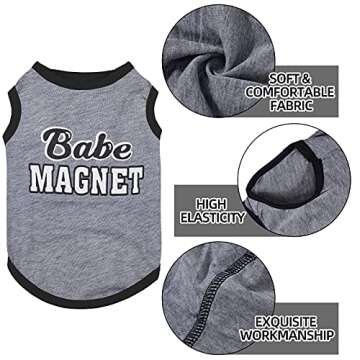 Saintrygo 8 Pieces Dog Shirts Pet Printed Clothes with Funny Letters Summer Pet T Shirts Cool Puppy Shirts Breathable Dog Outfit Soft Sweatshirt for Pet Cats(Classic Pattern,Small)