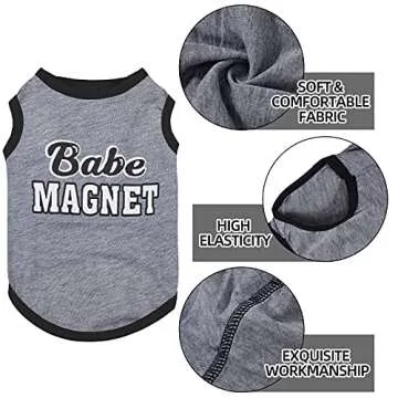 Saintrygo 8 Pieces Dog Shirts Pet Printed Clothes with Funny Letters Summer Pet T Shirts Cool Puppy Shirts Breathable Dog Outfit Soft Sweatshirt for Pet Cats(Classic Pattern,Small)