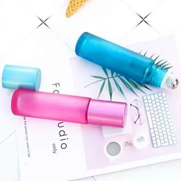 Colorful Frosted Roller Bottles for Essential Oils 8Pcs