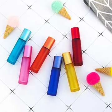 Colorful Frosted Roller Bottles for Essential Oils 8Pcs