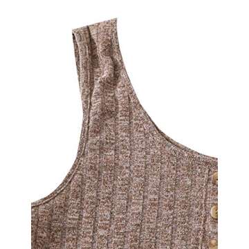SOLY HUX Women's Button Front Ribbed Knit Tank Top and Shorts Pajama Set Sleepwear Lounge Sets Mocha Brown XL