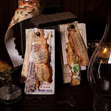 8 Roll Vintage Old Burned Washi Tape Antique Looking Scrapbook Masking Tape Decorative Butterfly Plant Manuscript Nautical Music Score for DIY Diary Planner Bullet Junk Journal Art Craft Supplies