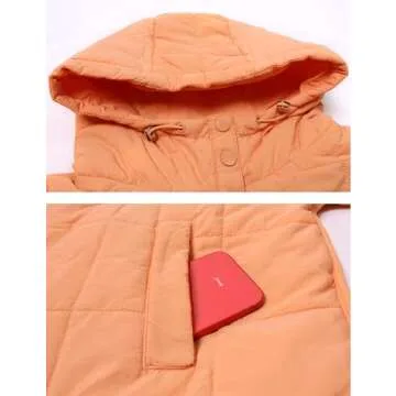 QIBABU Womens Oversized Hooded Puffer Jacket Lightweight Pullover Hoodies Quilted Dolman Long Sleeve Warm Winter Coat(1873-LightBrown-M-QB)