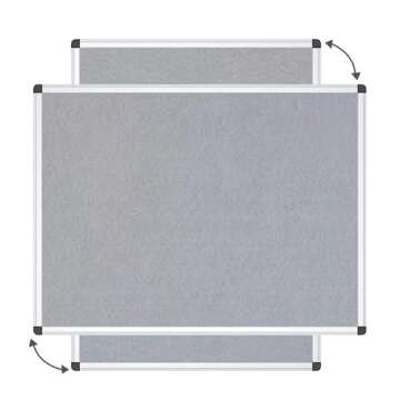 VIZ-PRO Notice Board Felt Gray, 48 X 36 Inches, Silver Aluminium Frame