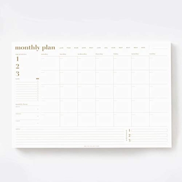 Bliss Collections Monthly Planning Pad, Desk Calendar - Gold - Undated Desk Calendar for Organizing ...