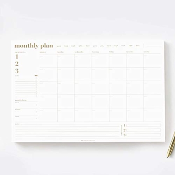 Bliss Collections Monthly Planning Pad - Stylish & Undated Desk Calendar