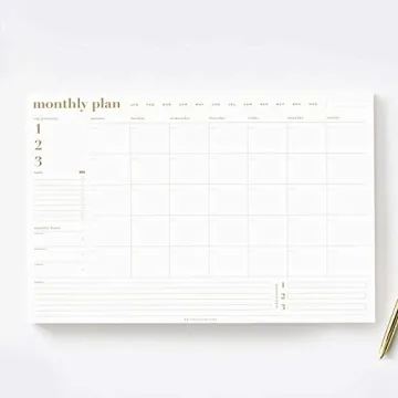 Bliss Collections Monthly Planning Pad - Stylish & Undated Desk Calendar