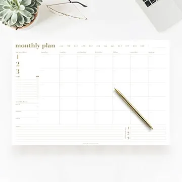 Bliss Collections Monthly Planning Pad - Stylish & Undated Desk Calendar