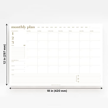 Bliss Collections Monthly Planning Pad - Stylish & Undated Desk Calendar