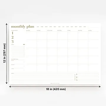 Bliss Collections Monthly Planning Pad - Stylish & Undated Desk Calendar